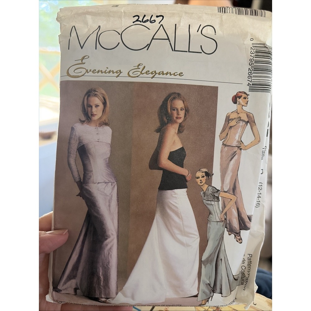McCalls 2667 Evening Elegance Sewing Pattern Shrug Bustier Skirt Size 14 Cut